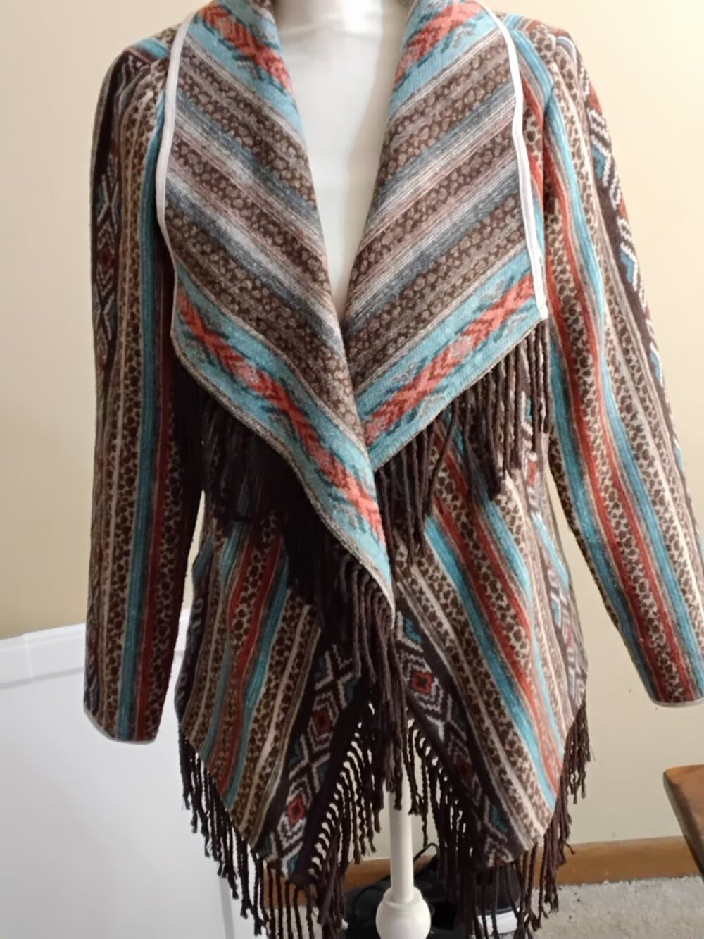 Powder River Outfitters Western Aztec Fringe Jacket - Size M - EUC